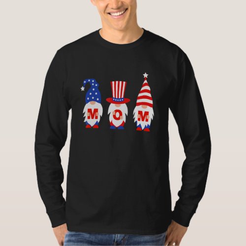 Gnomes American Flag  For Patriotic Mom Life Mothe T_Shirt