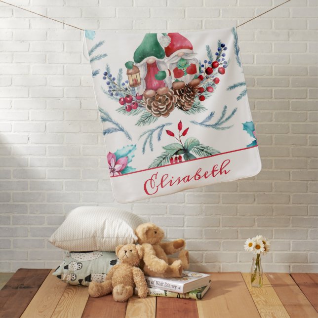 Gnomes and Christmas Symbols  Baby Blanket (In Situ)
