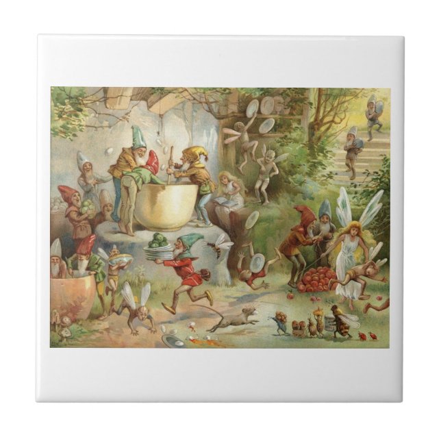 GNOMES AND FAIRIES CERAMIC TILE (Front)