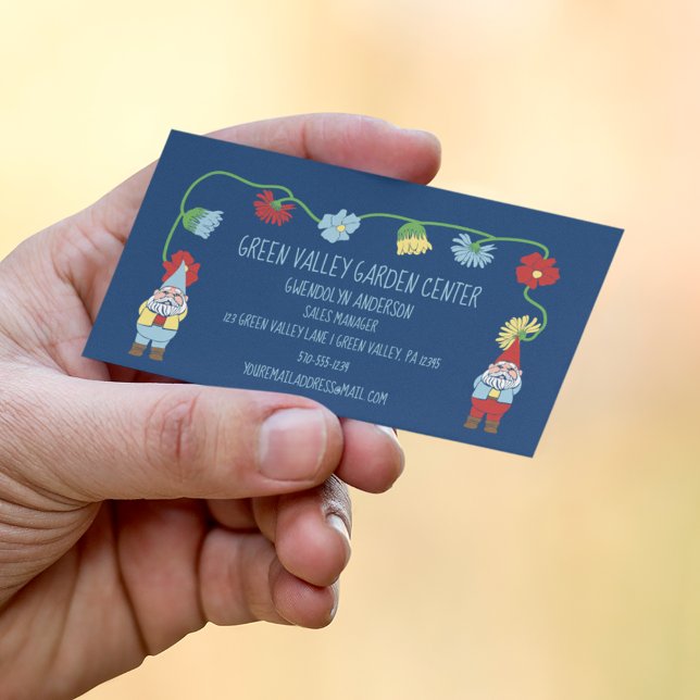 Gnomes and Flowers Custom Garden Center Business Card (Creator Uploaded)