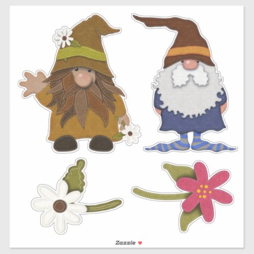 Gnomes and Flowers Large Sticker