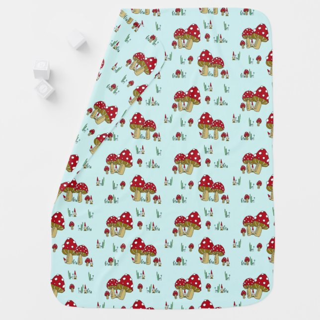 Gnomes and Mushrooms Baby Blanket (In Situ)