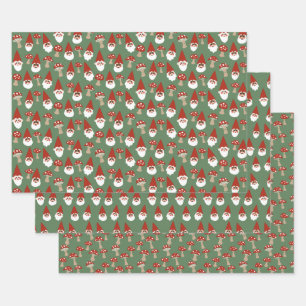 Gnomes and Mushrooms Green Gift Wrap Set