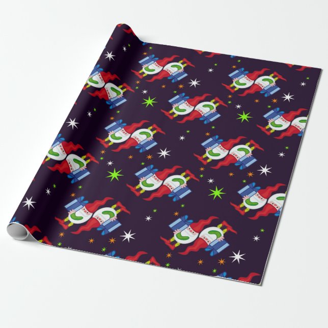 Gnomes and presents wrapping paper (Unrolled)
