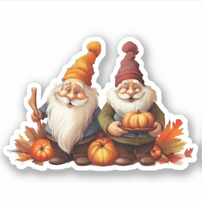 Gnomes and Pumpkins Fall Sticker (Front)