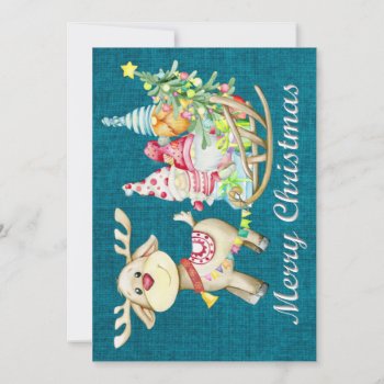 Gnomes And Rudy Christmas Greeting Card by ChristmasTimeByDarla at Zazzle