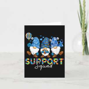Gnomes Autism Awareness Support Squad Blue Ribbon  Card