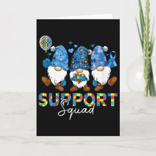 Gnomes Autism Awareness Support Squad Blue Ribbon  Card