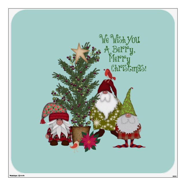 Gnomes Berry, Merry Christmas Wall Decal (Front)