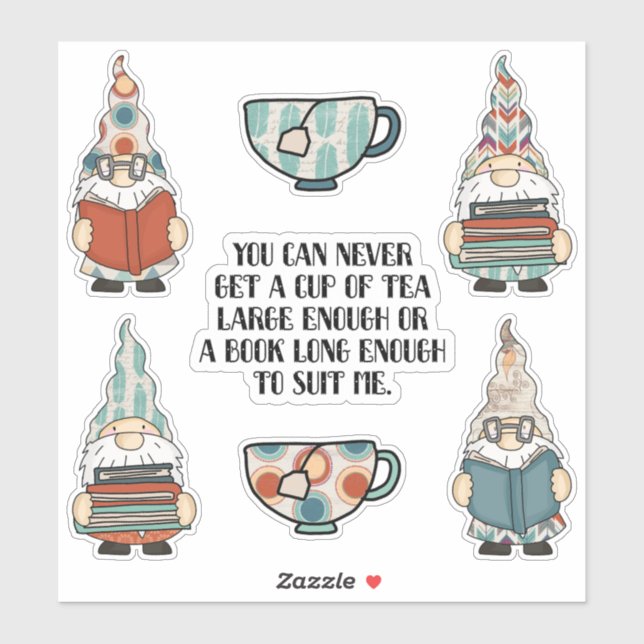 Gnomes, Books, & Tea Sticker (Sheet)