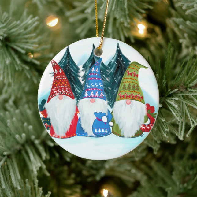 Gnomes Ceramic Ornament (Tree)