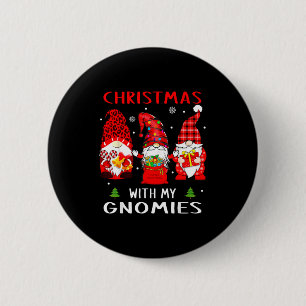 Gnomes Christmas Family Leopard Funny Plaid Men Wo Button