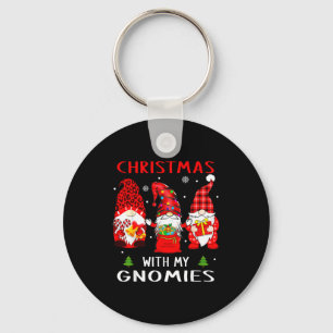 Gnomes Christmas Family Leopard Funny Plaid Men Wo Keychain