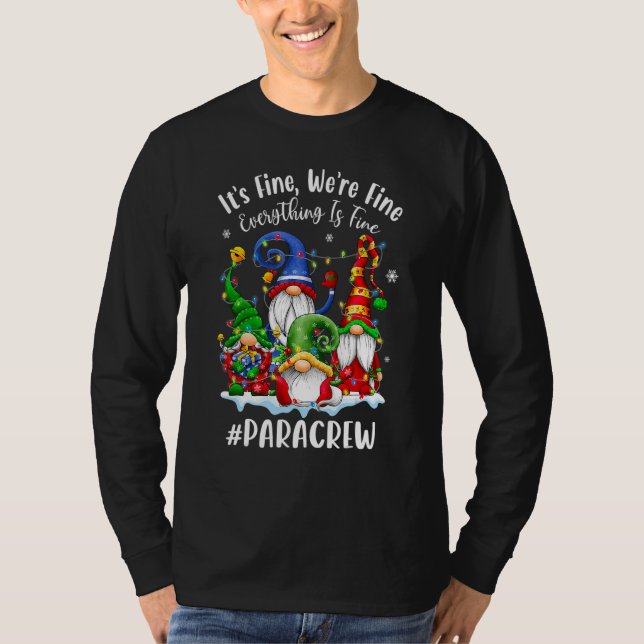 Gnomes Christmas Light I'm Fine Everything Is Fine T-Shirt (Front)