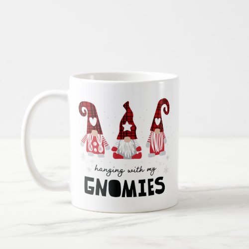 Gnomes Christmas Nordic Red White Grey and Plaid Coffee Mug