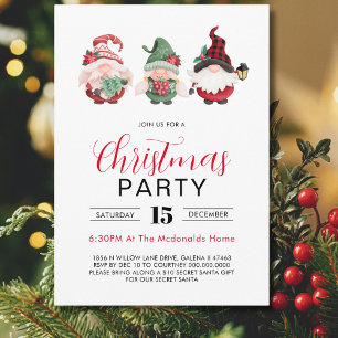 Gnomes Christmas Party Festive Xmas Celebration Invitation