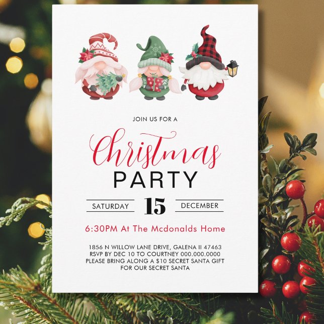 Gnomes Christmas Party Festive Xmas Celebration Invitation (Creator Uploaded)