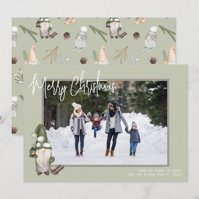 Gnomes Christmas Photo Holiday Card (Front/Back)