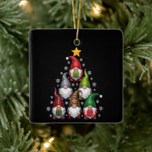 Gnomes Christmas Tree Funny Xmas Holidays  Ceramic Ornament