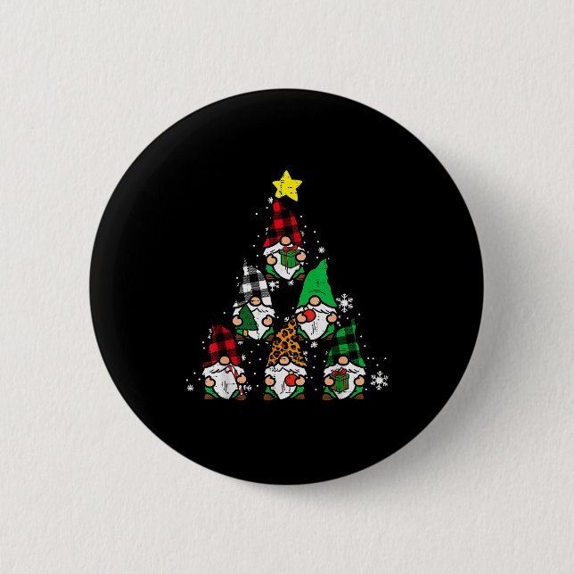 Gnomes Christmas Tree Funny Xmas Holidays Men Wome Button (Front)