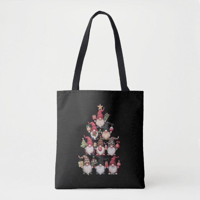 Gnomes Christmas Tree Funny Xmas Holidays Tote Bag (Front)