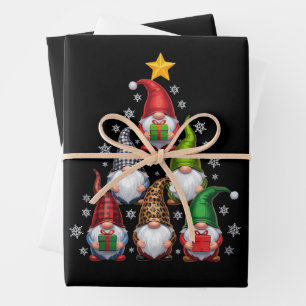 Gnomes Christmas Tree Funny Xmas Holidays Wrapping Paper Sheets