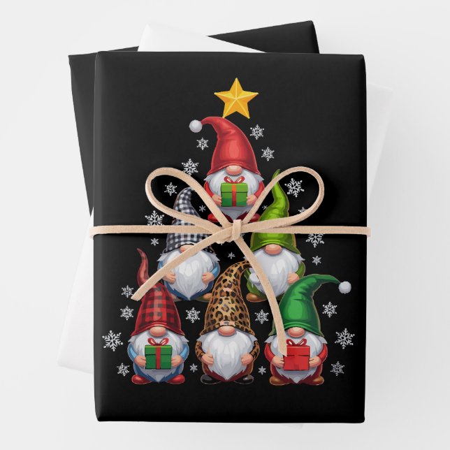 Gnomes Christmas Tree Funny Xmas Holidays  Wrapping Paper Sheets (In situ)