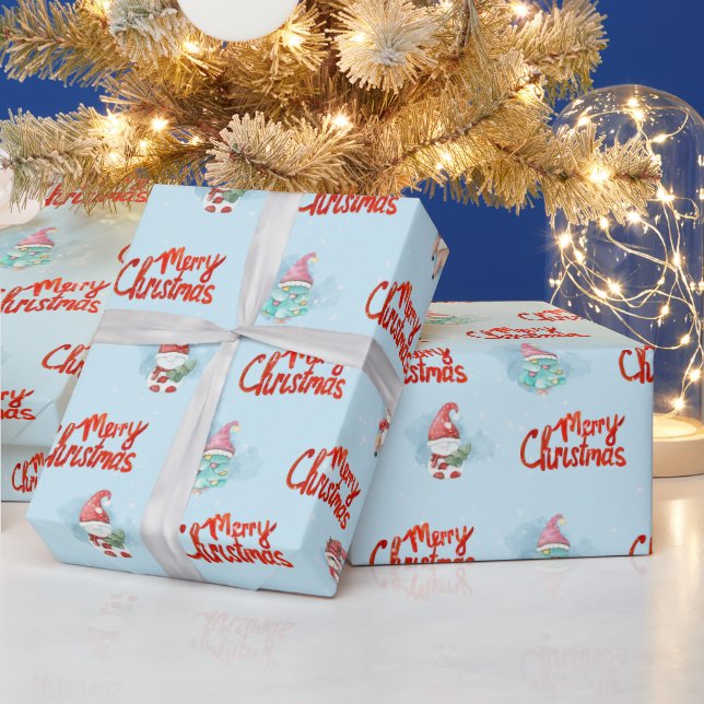 Gnomes, Deer and Snowmen in Snowflakes Wrapping Paper (Holidays)