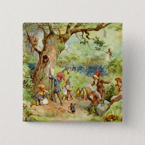 Gnomes Elves and Fairies in the Magical Forest Pinback Button