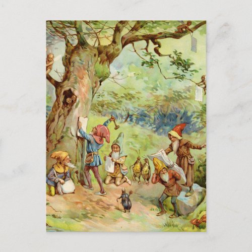 Gnomes Elves and Fairies in the Magical Forest Postcard