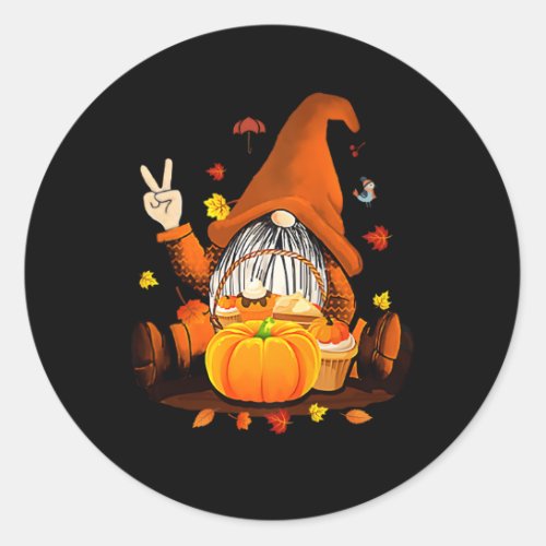 Gnomes Fall Autumn Halloween Thanksgiving Classic Round Sticker