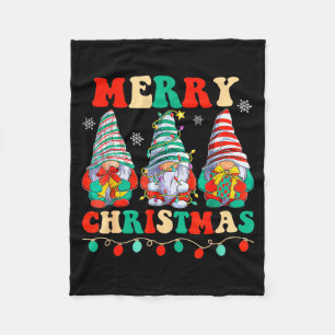 Gnomes Family Merry Christmas Xmas Pajamas Cute  Fleece Blanket