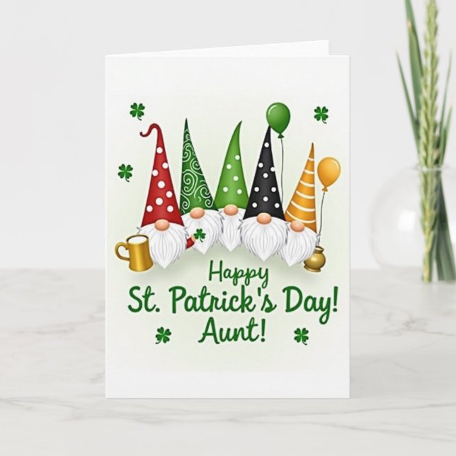 Gnomes Faux Gold St Patricks Card (Front)