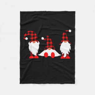 Gnomes For The Holidays Buffalo Plaid Gnome Christ Fleece Blanket
