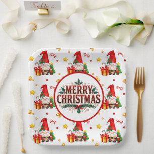Gnomes For The Holidays Paper Plates