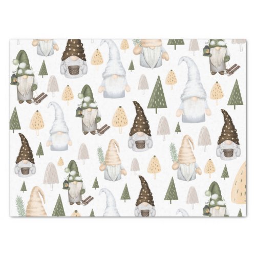 Gnomes Forest White  Tissue Paper
