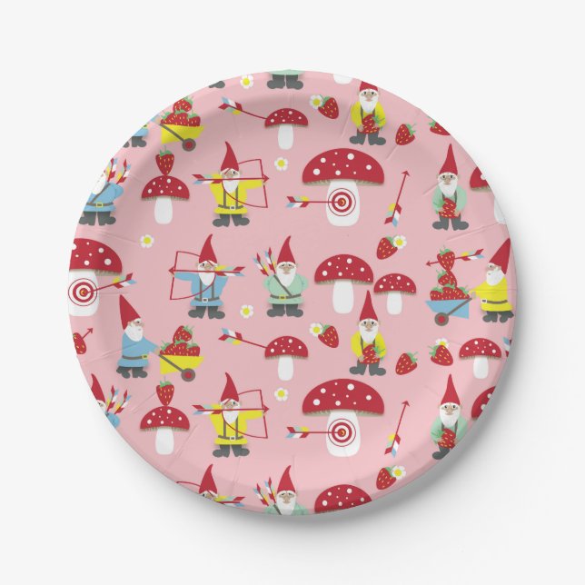 Gnomes Garden Party Paper Plates (Front)