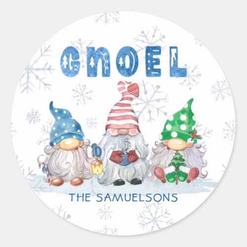 Gnomes GNOEL Christmas Personalized Classic Round Sticker