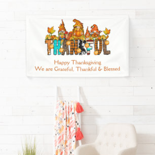 Gnomes Grateful Thankful Blessed Thanksgiving Banner