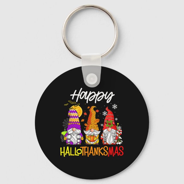 Gnomes Hallothanksmas Halloween Thanksgiving Chris Keychain (Front)