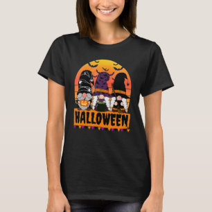Gnomes Halloween Moon Pumpkins Witch Party T-Shirt