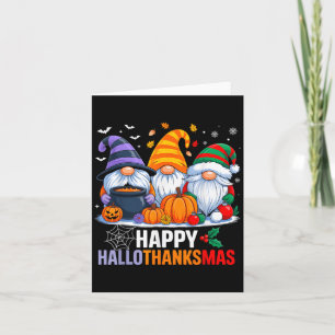 Gnomes Halloween Thanksgiving Christmas Happy Hall Card