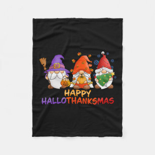 Gnomes Halloween Thanksgiving Christmas Happy Hall Fleece Blanket