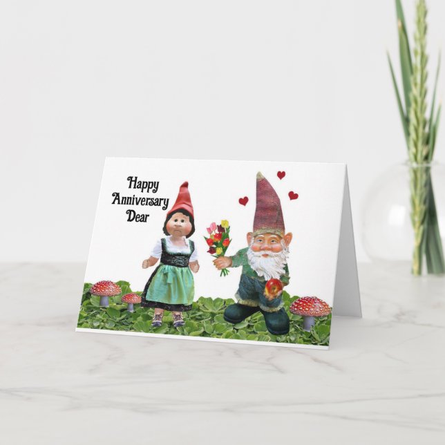 Gnomes Happy Anniversary Greeting Card (Front)