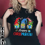 Gnomes Happy Chrismukkah Hanukkah Merry Christmas T-Shirt<br><div class="desc">Grab this funny Shalom Gnomes T-Shirt as a Hanukkah gift for your jewish friend or family member! Spin your dreidel wearing this Chanukah pajamas Jew Christmas PJ's Hebrew shirt for men,  women,  kids,  girls,  boys and have a Happy Chrismukkah</div>