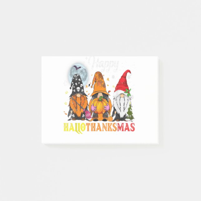 Gnomes Happy Hallothanksmas Halloween Thanksgiving Post-it Notes (Front)