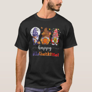 Gnomes Happy Hallothanksmas Halloween Thanksgiving T-Shirt