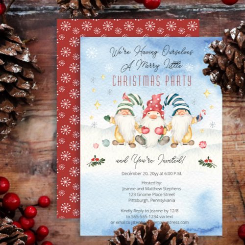 Gnomes Having A Merry Little Christmas Party Invitation