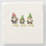 Gnomes Ho Ho Ho Christmas Stone Coaster