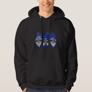 Gnomes Holding Heart Autism Awareness Mom Dad Kids Hoodie